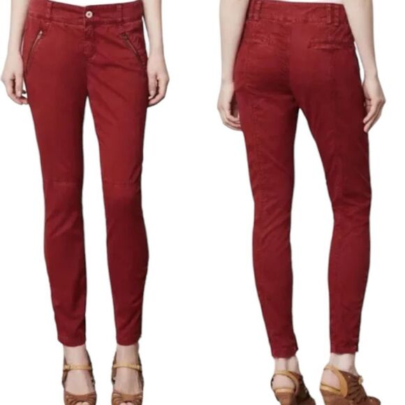 Anthropologie Pilcro and the letter press red pants with zippers at ankles 4 - Picture 1 of 11